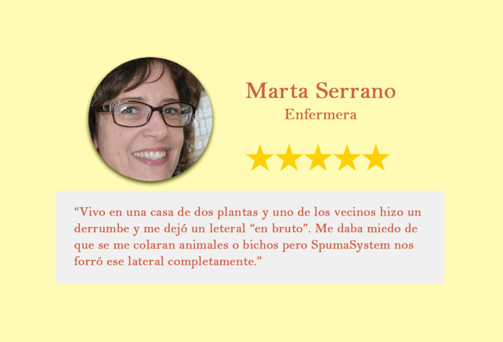 Se puede leer un comentario de una persona que está muy satisfecha con los servicios de SpumaSystem. se trata de Marta Serrano